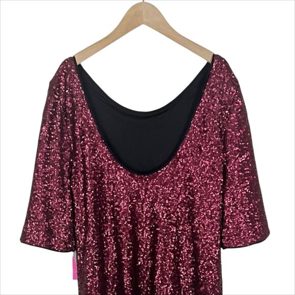 NWT Betsey Johnson Burgundy Ombre Sequin Shift Dress Size 12 - Picture 6 of 10